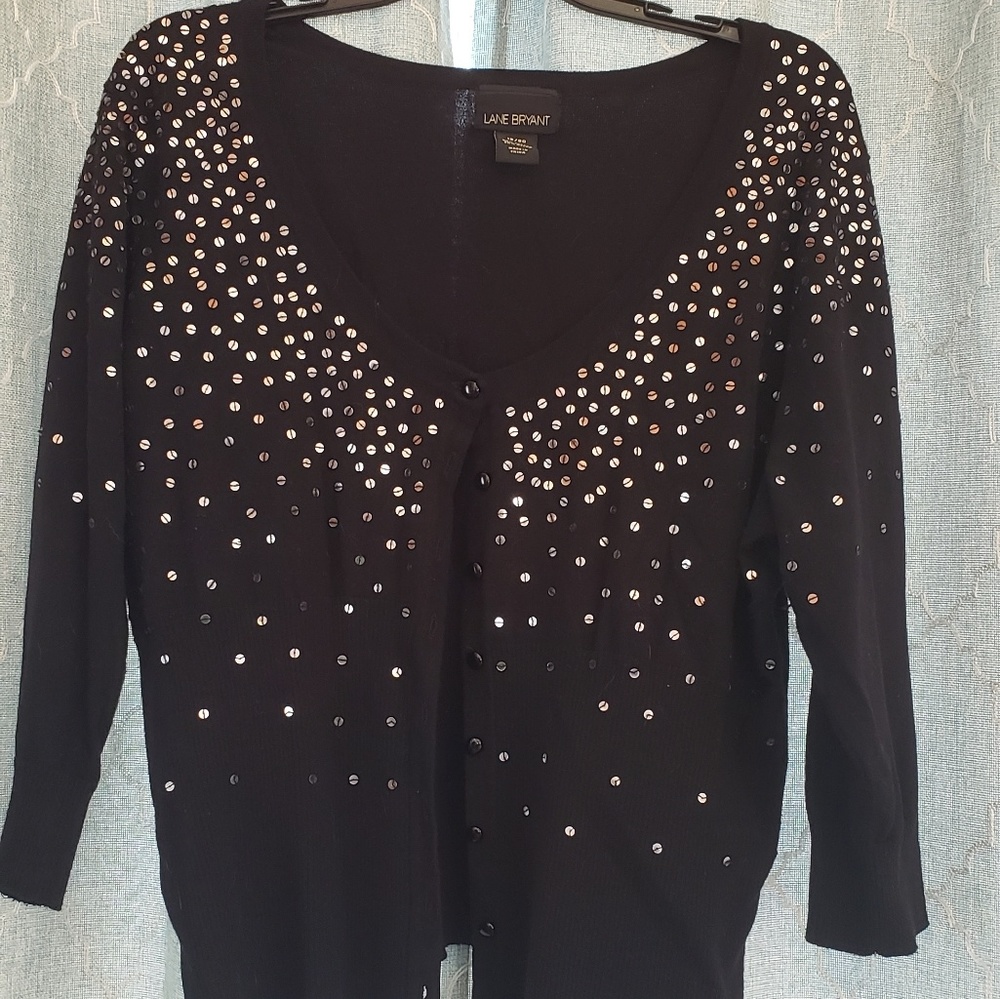 Lane Bryant Black Sequined Cardigan